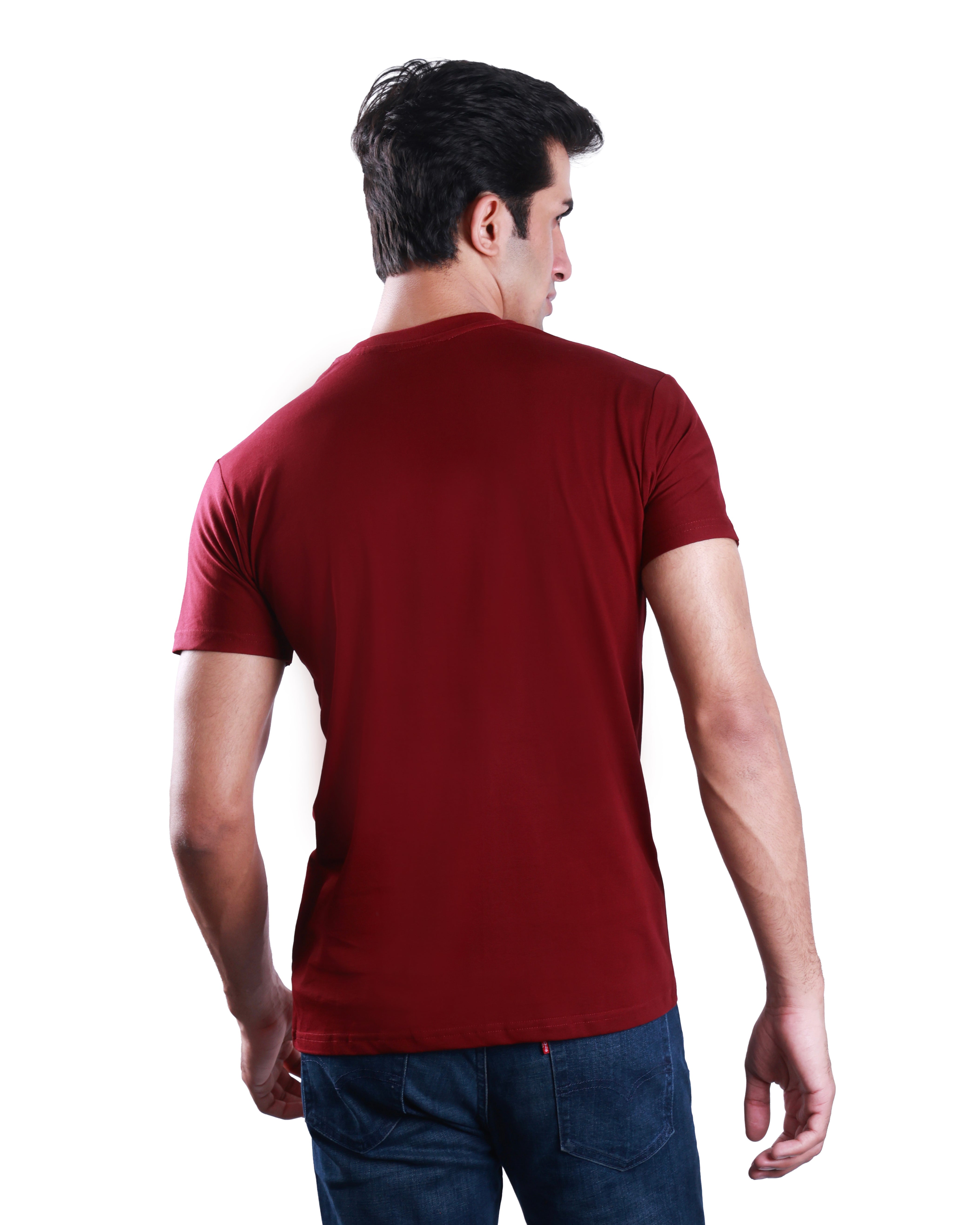 Round neck Cotton Tee - Maroon